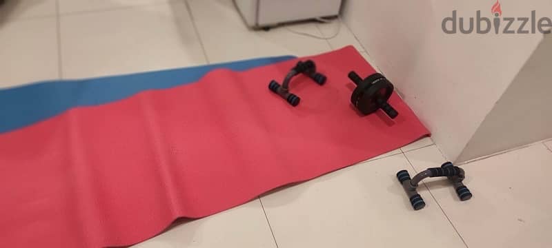 2 big yoga mat + pushup stand + abs roller 0