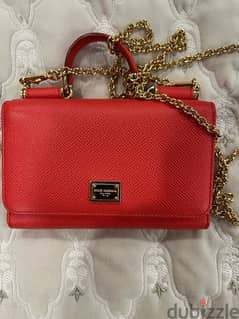 authentic dolce and gabbana wallet on chain red 0