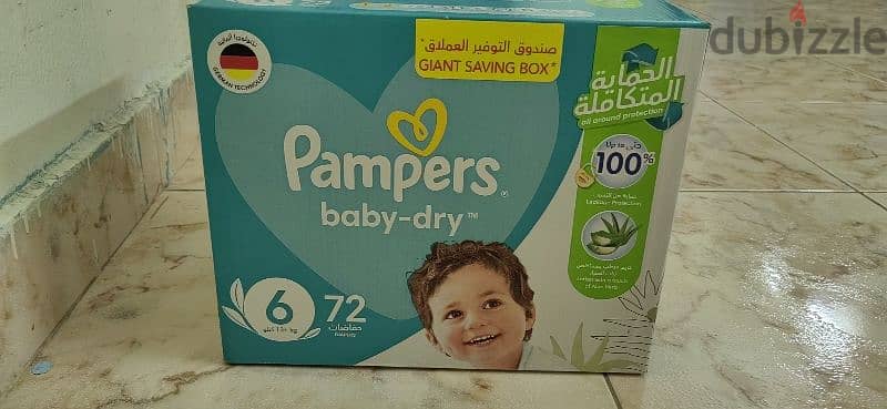 sealed Box of 72 pampers size 6 0