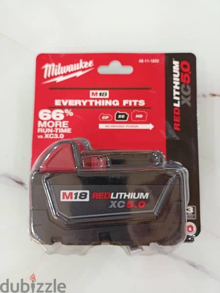 New Milwaukee M18 Battery RedLithium XC 5AH بطارية ملواكي جديدة 0