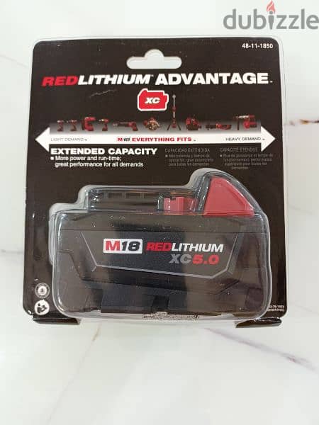 New Milwaukee M18 Battery RedLithium XC 5AH بطارية ملواكي جديدة 1