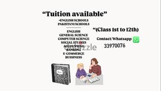 tuition available in Bahrain all subjects specially English At home