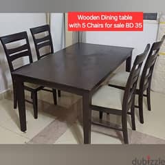 Wooden Dining table withh 5 chairs and other items 4 sale wd Delivery