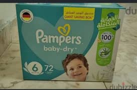 sealed Box of 72 pampers size 6