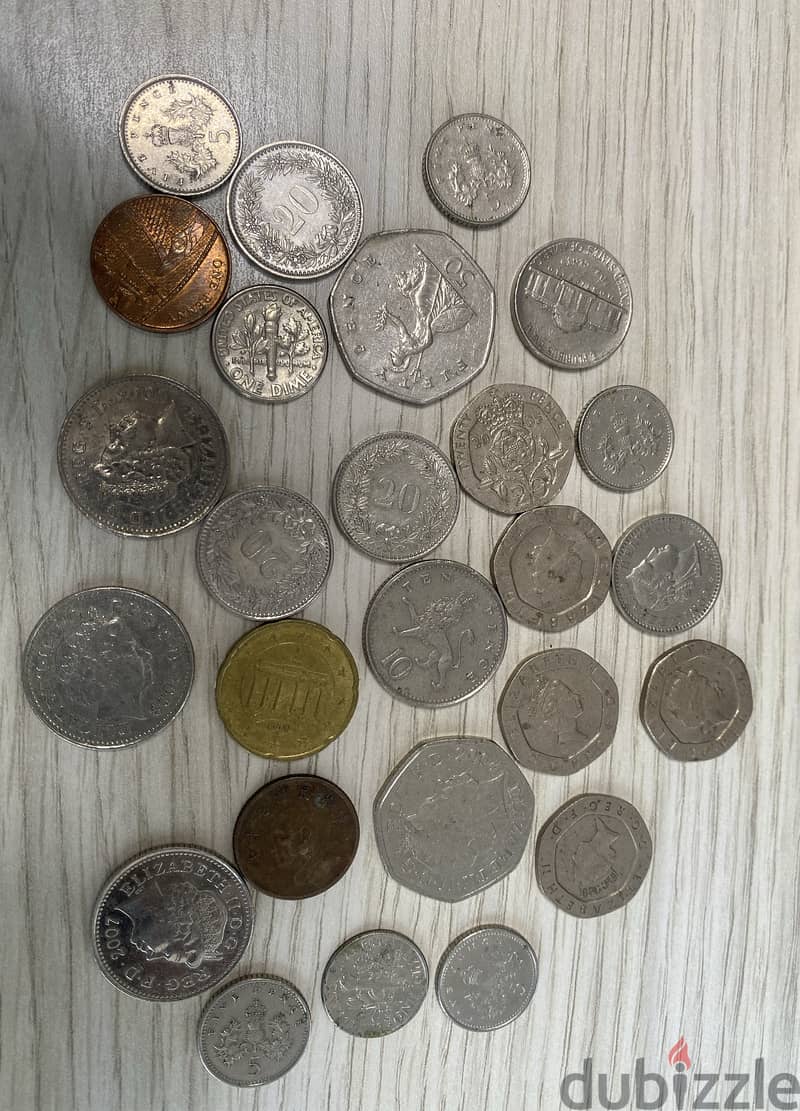 Old coins mix American & British and Other 3