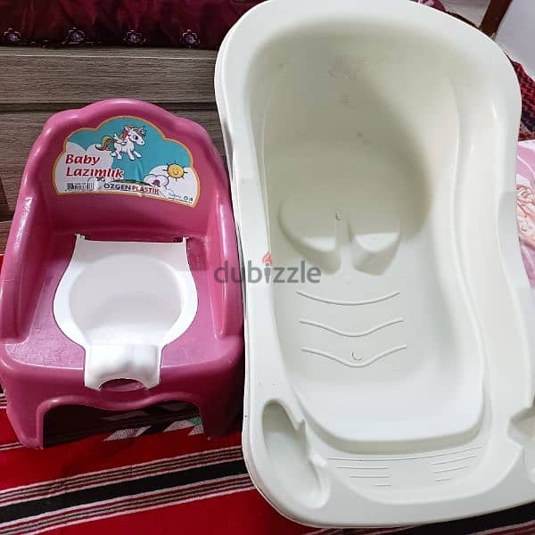 Baby walker & bath tub and baby potty training seat 1