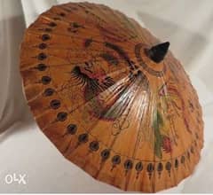 Asian Japanese Paper Umbrella Bamboo Vintage Dragon Chine 0