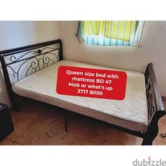 Queen size bed with mattress in good condition for sale with delivery