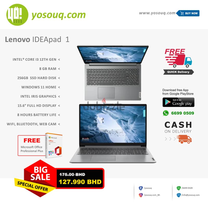 Brand New Lenovo Ideapad 1 Laptop Core i3 for just 127.990BD 5