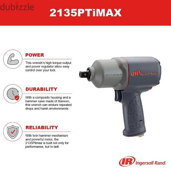 Impact Air Wrench Ingersoll Rand Titanium 1/2 inch 780 ft Ibs/9800RPM 9