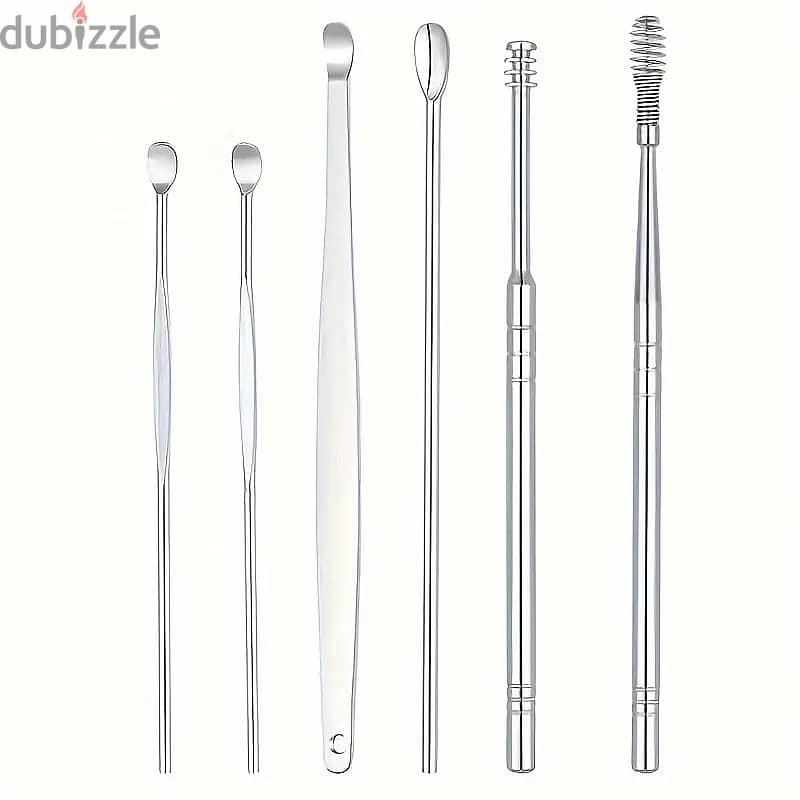 6pcs Earwax Removal Tool Set - Stainless Steel Double-Ended Ear Picks 3