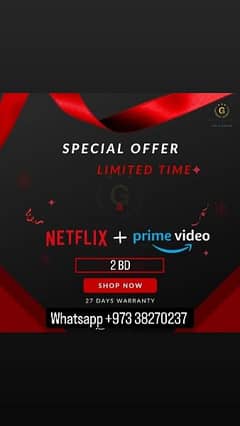 Netflix + prime video 2 bd both Account Subscriptionnss 1 Month 4K HD 0