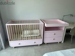 Unused European Branded Baby Crib & Matching Changing Table 0