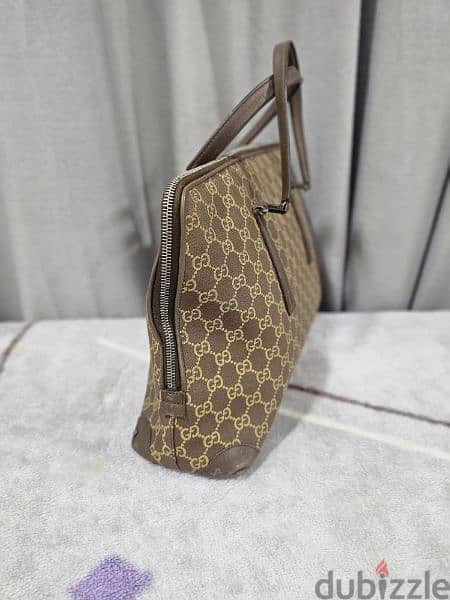 Gucci Light Brown Monogram Canvas Tote Bag Satchel 3