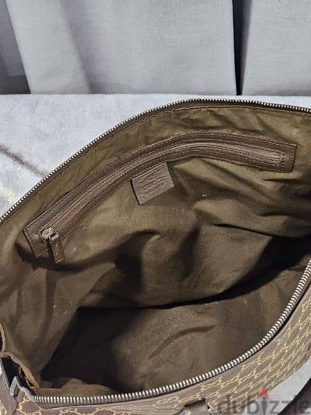 Gucci Light Brown Monogram Canvas Tote Bag Satchel 9