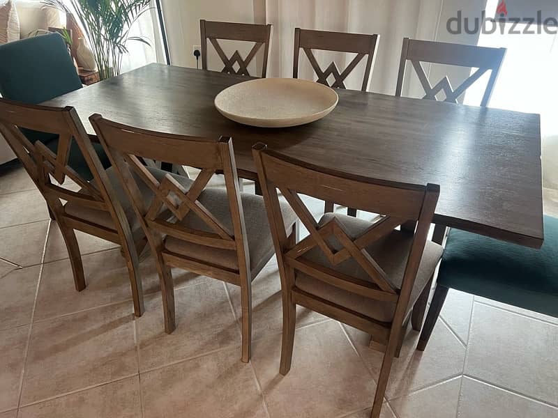 Ashley dining table with 8 chairs , life curve wood top 2