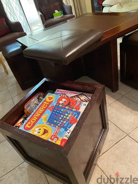 Coffee Table with 4 Leather Stools 3