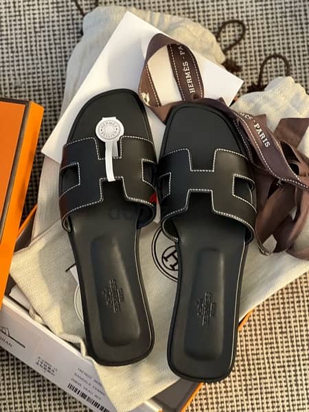 hermes oran sandal - Black 0