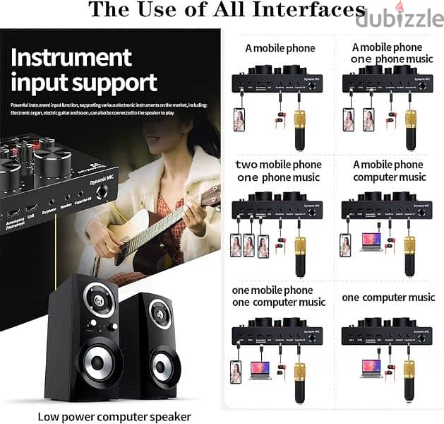 V8 Mixer Live Sound Card - Audio Interface for Mobail VlogBroadcast 3