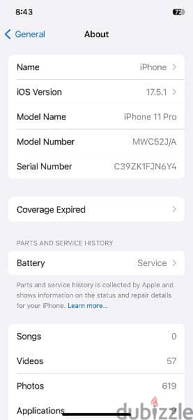 I phone 11 pro 64 GB Golden color battery health79 with original cable 5