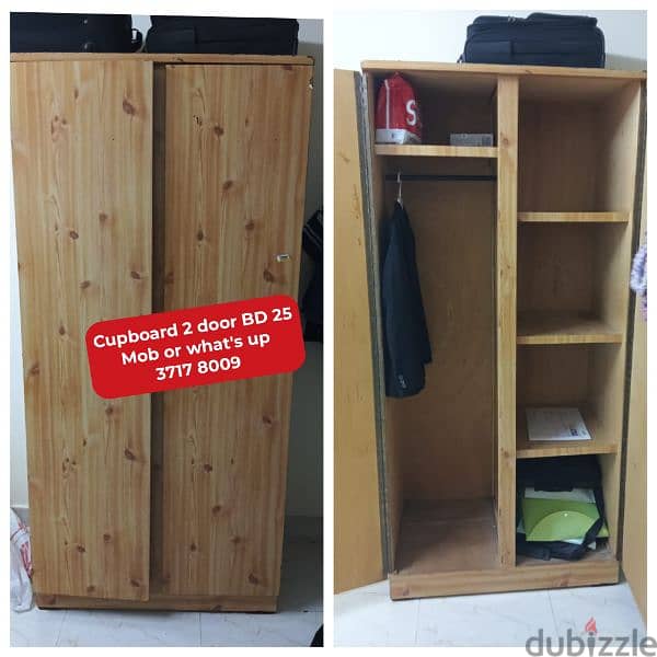 2 door cupboard study table and other household items for sale 0