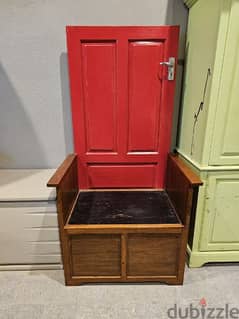 Antique Bahraini Door transformed into a chair with storage 0