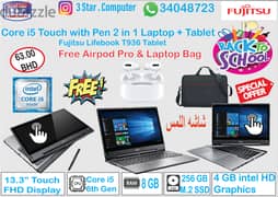 2-in-1 i5 Touch Screen Laptop+Tablet FREE Gift Airpod Pro & Laptop Bag