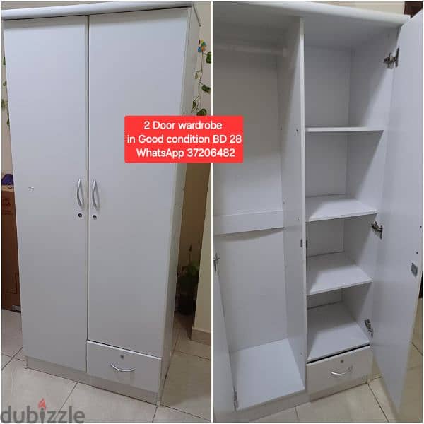 white 2 door wardrobe and other items for sale with Delivery 0