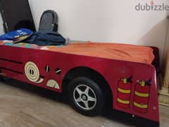 car bed with mattress and a small cupboard for free, only 10 bd