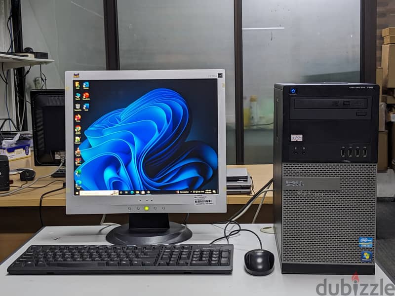 Dell Core i5 Computer Set 17" HD Monitor 4GB RAM 128GB SSD Good Work 0