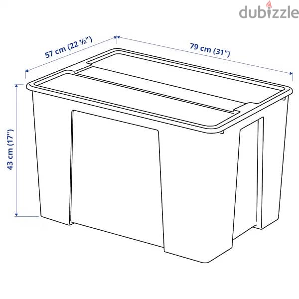 SAMLA Box with lid, transparent, 79x57x43 cm/130 l 0