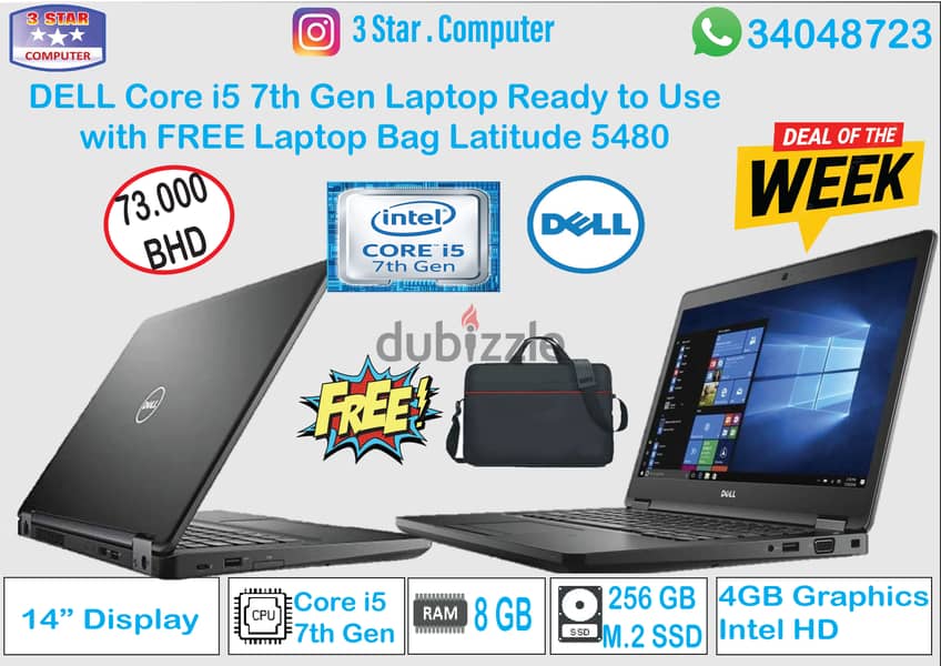 Dell Core i5 7th Gen Laptop Ready to Use Win 10 Pro  FREE  Laptop Bag 0