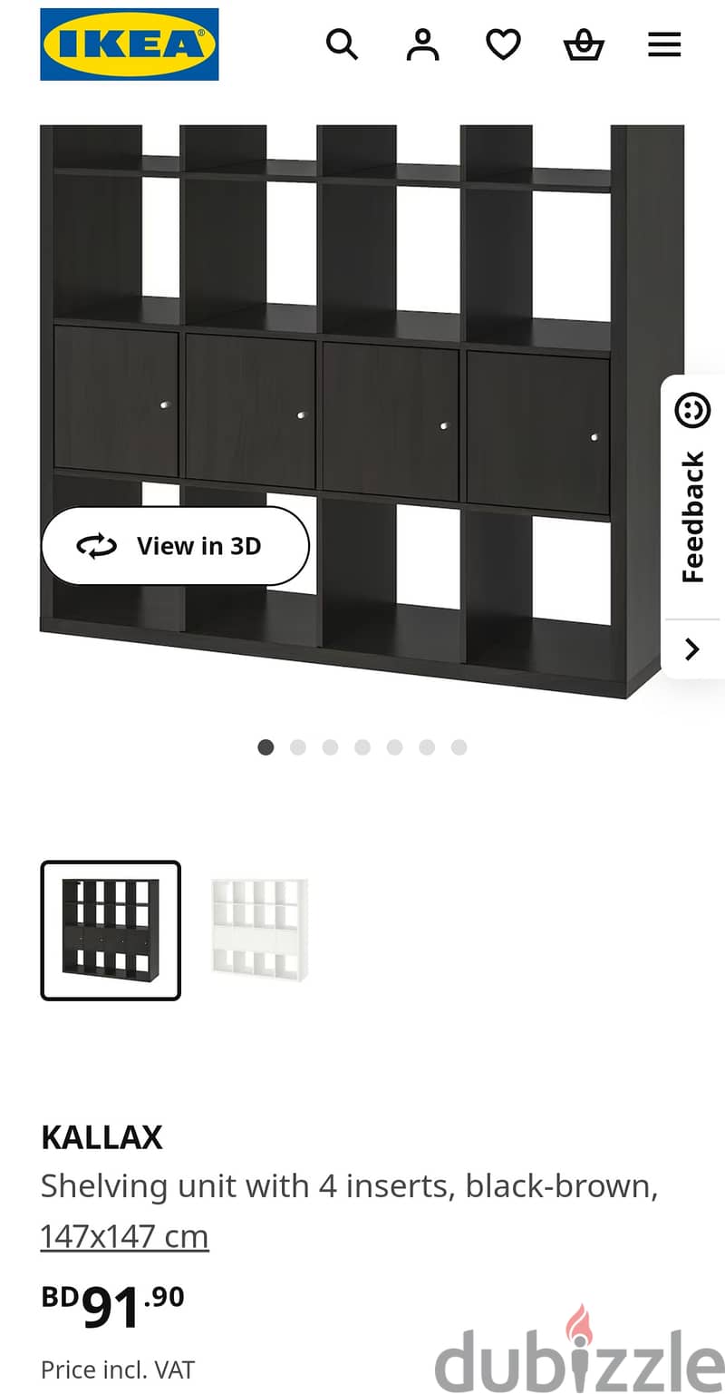 IKEA Kallax unit black-brown with 4 inserts 1