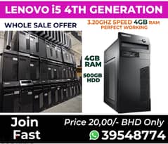 Lenovo Core i5 4th Generation 3.20Ghz Computer 4GB Ram 500GB HDD