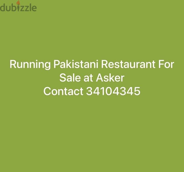 Running Pakistani Restaurant For Sale (Asker) 1