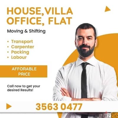 House shifting and moving transport carpenter labor available