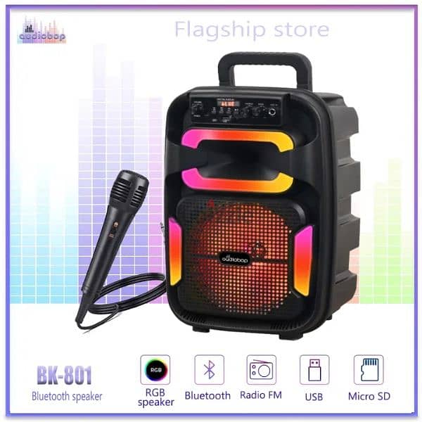 Audiobop Portable 8inch Super Bass HiFi Stereo Bluetooth Wireless 6