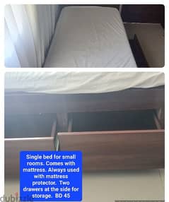 Small single bed with two storage drawers 0