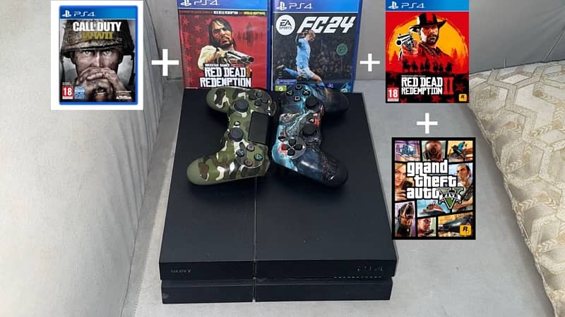 ps4 with 5 cd 0