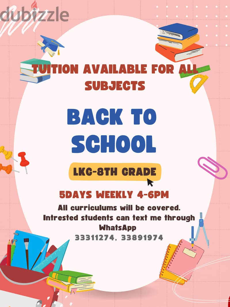 Tuition available for all subjects 0