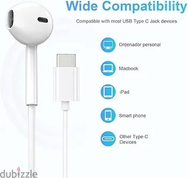 USB C Headphones Wired for iPhone 15, iPad Pro 13/12.9/11 inch 5