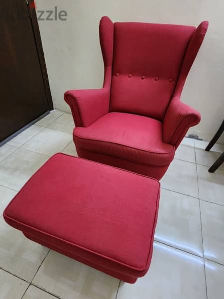 IKEA SOFA WING CHAIR WITH FOOTSTOOL 1