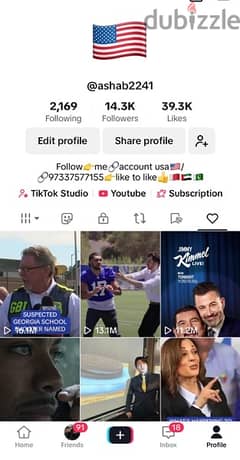 tiktok new free USA account for sell:30bd