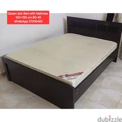 Queen size bed with Mattress and other items for sale with Delivery 0