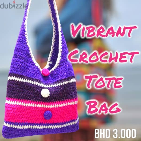 COLORFUL CROCHET TOTE BAG 1