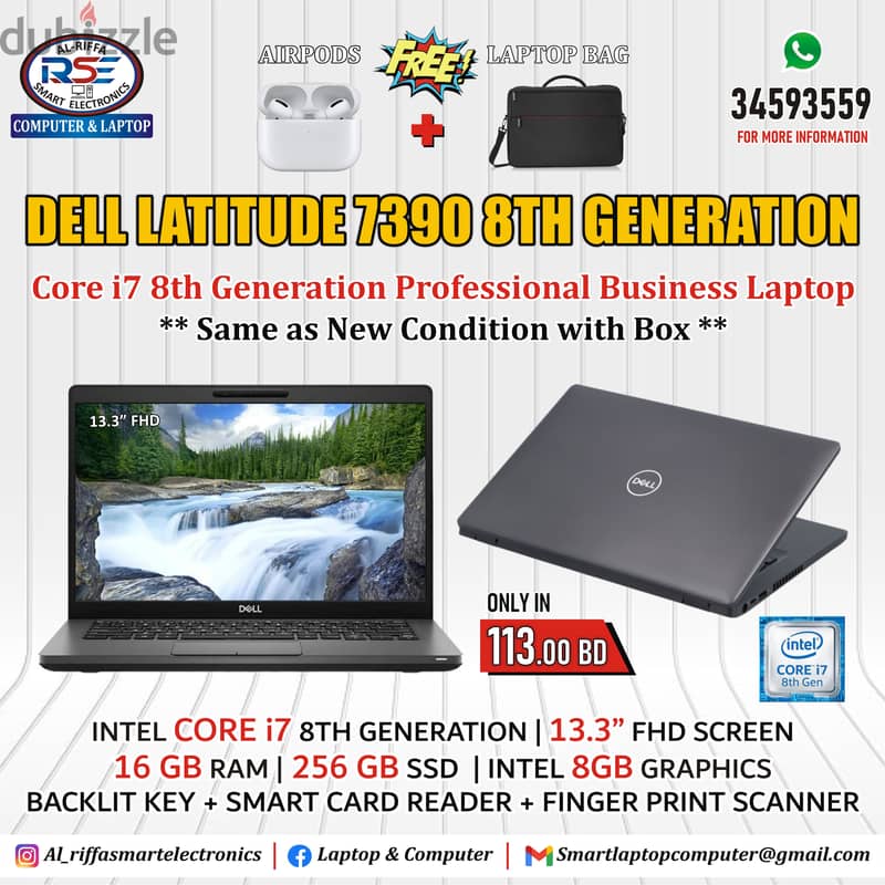 DELL i7 8th Generation Notebook 16GB RAM (FREE AIRPOD+BAG) 13.3"Screen 0