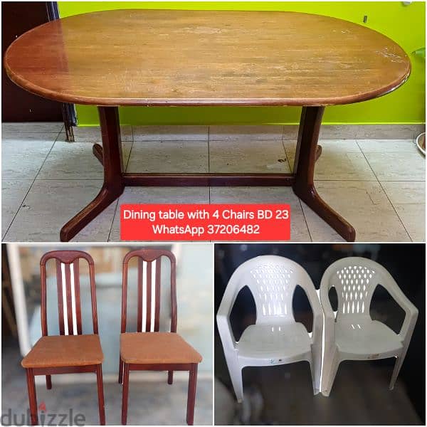 Wooden Dining Table with 4 chairs and other items for sale 5