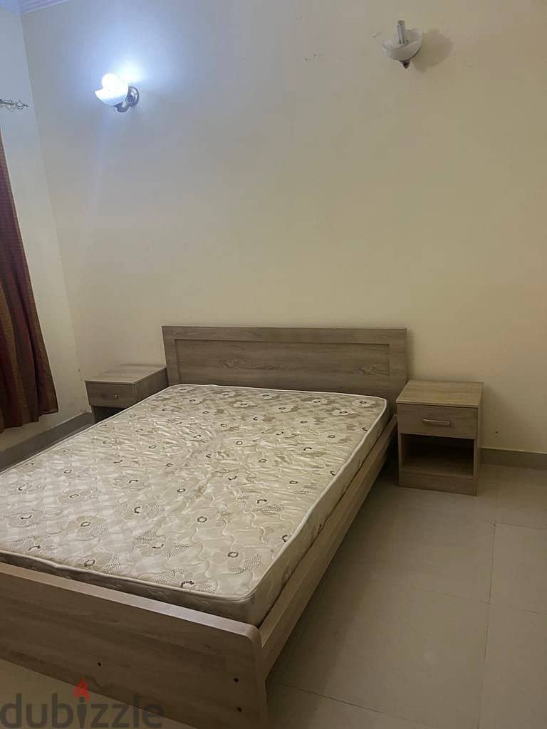 BED FRAME with MATTRESS & 2 Pcs NIGHT STAND 1