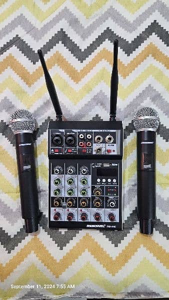 Riworal audio mixer with 2 nos wireless mic foe sale 0