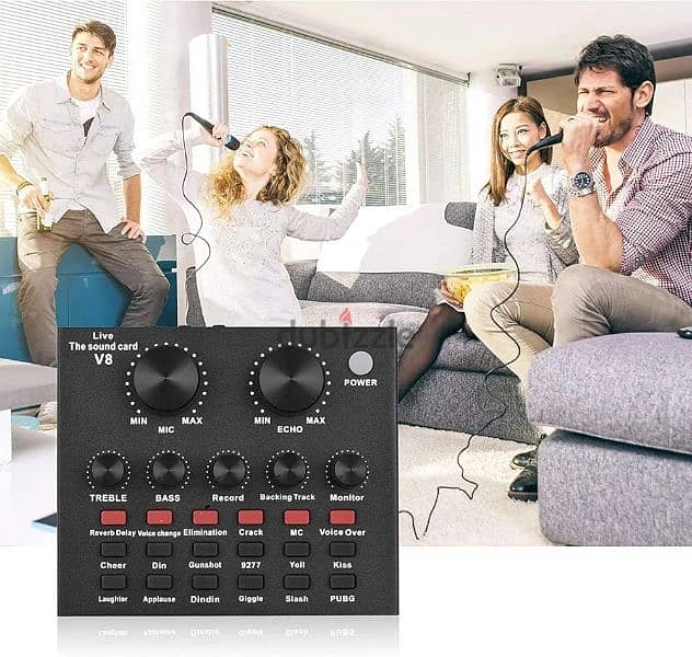 V8 Live Sound Card, Intelligent Volume Adjstabl Audio Mixer Sound card 5